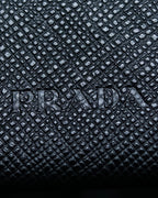 “PRADA” Letter-shaped gold-lined leather document case