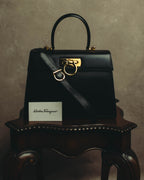 "Salvatore Ferragamo" 80's-90's Structured leather top handle bag