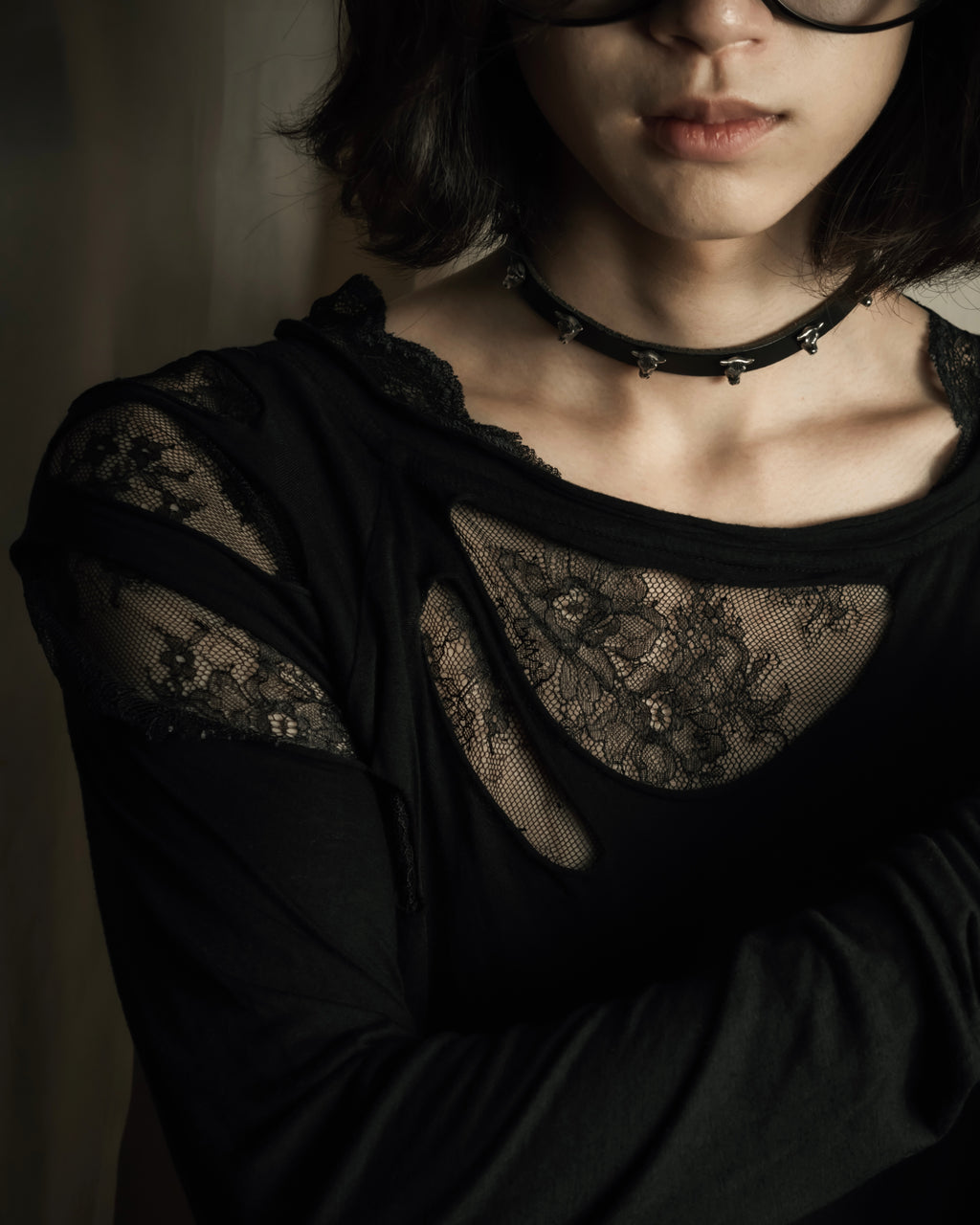 "RED VALENTINO" Distressed tulle skirt docking long pullover