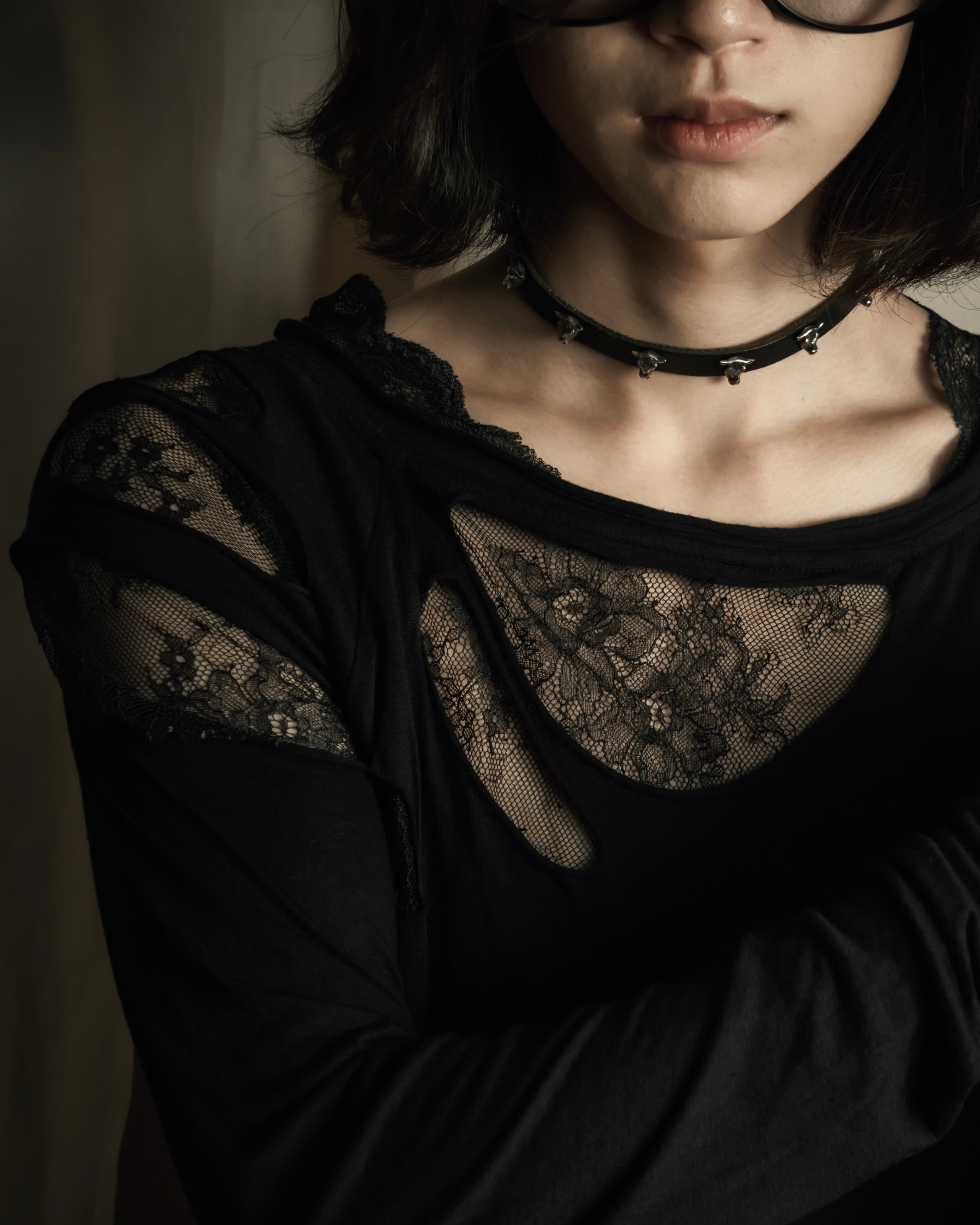 "RED VALENTINO" Distressed tulle skirt docking long pullover