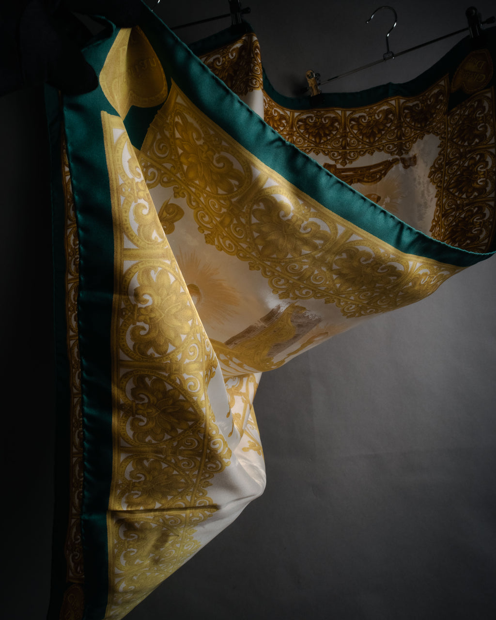“Christian Dior” 80’s-90’s Baroque lamp motif silk scarf