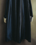"CELINE" 70's-80's Dramatic contrast collar long coat