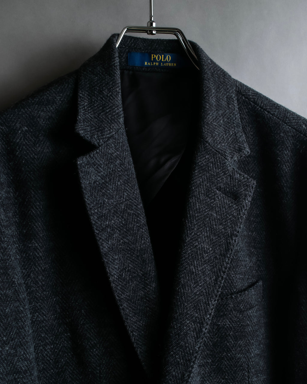 "POLO Ralph Lauren" Herringbone weave charcoal gray tailored jacket