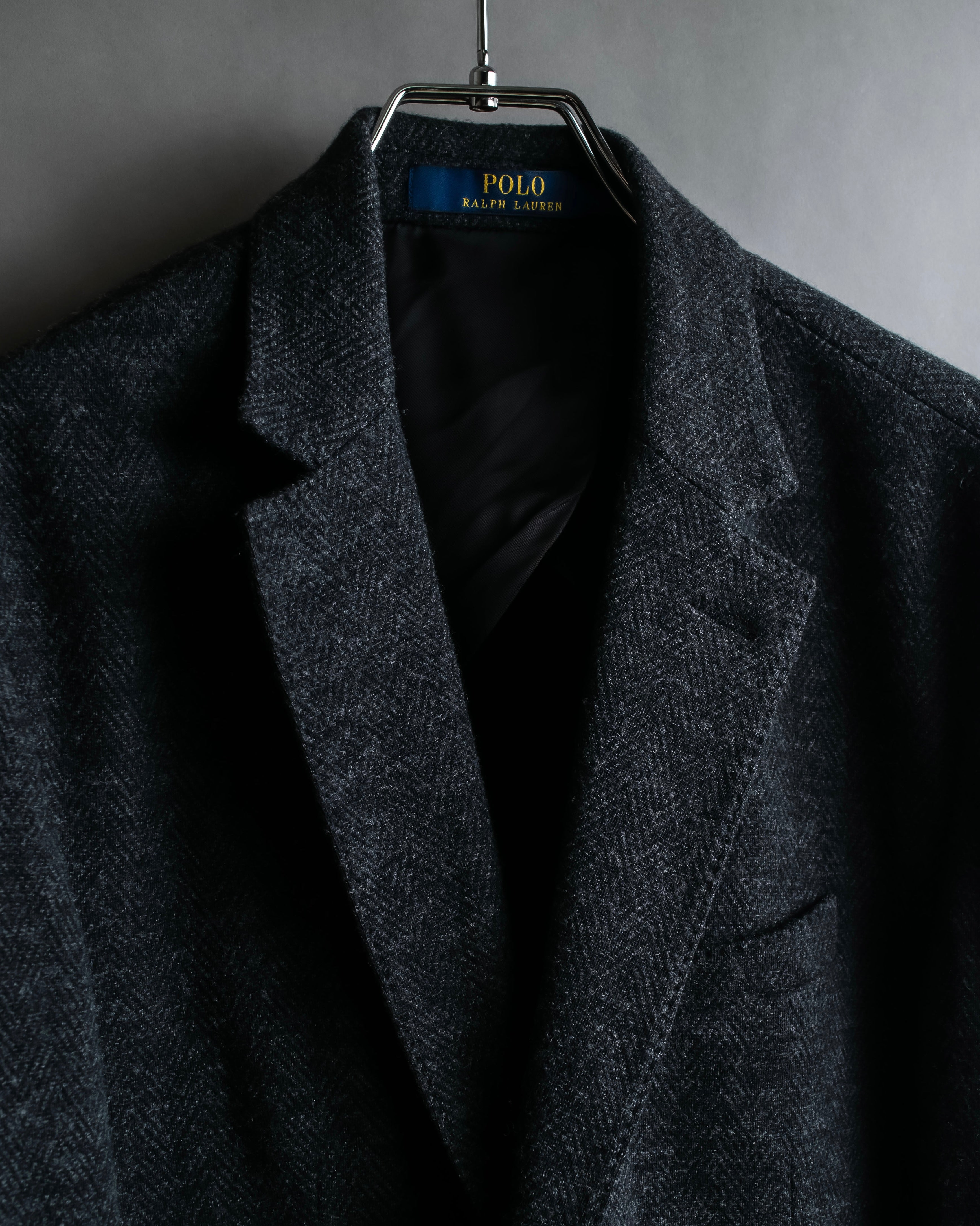 "POLO Ralph Lauren" Herringbone weave charcoal gray tailored jacket