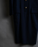 "BALENCIAGA" Gold button design navy color dress