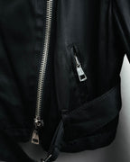-SPECIAL- “ANN DEMEULEMEESTER” Pre-2012 asymmetric cropped satin biker jacket