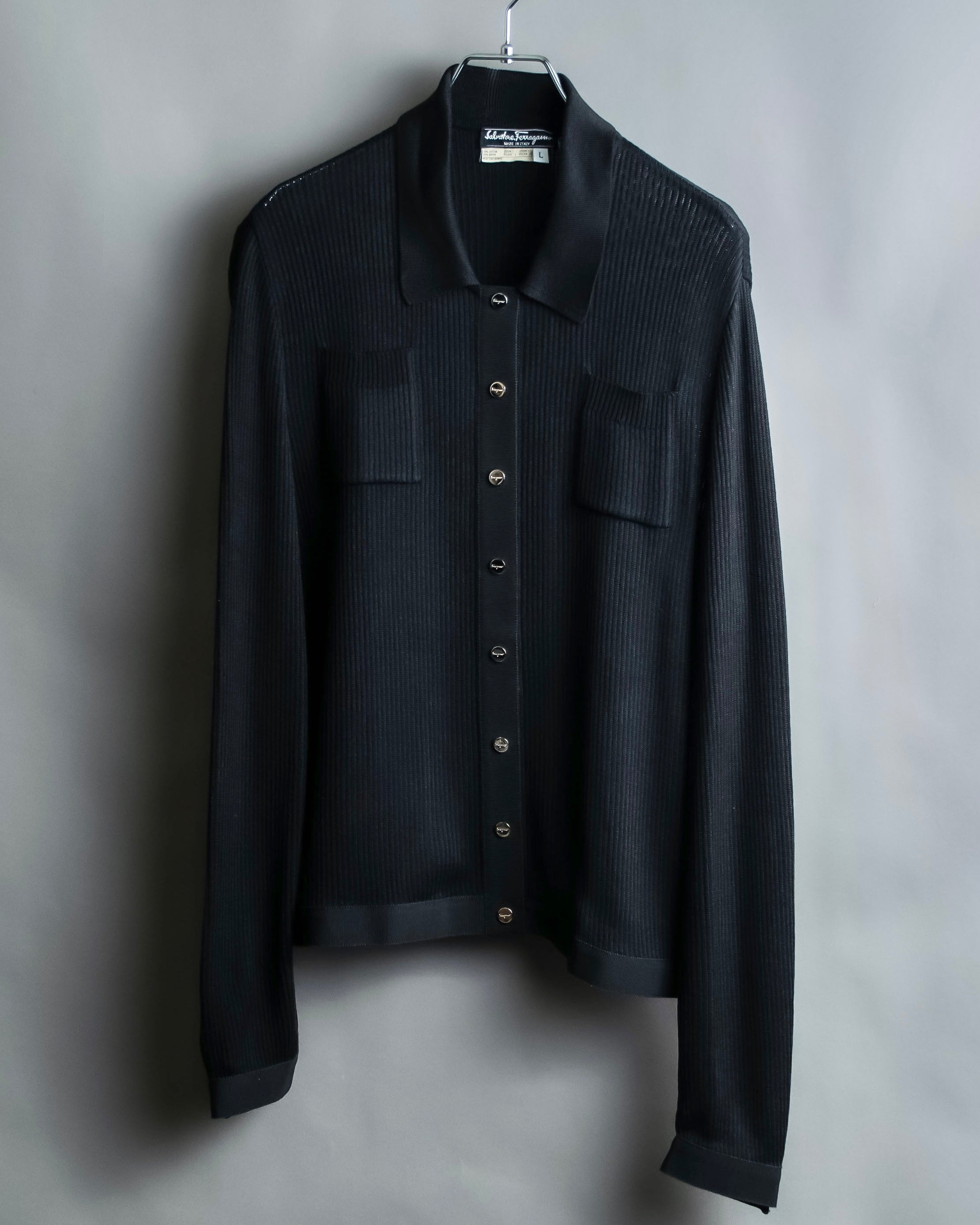 "Salvatore Ferragamo"Cotton x rayon summer knit shirt