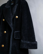 "GUCCI" 80's Gold button design brushed wool long chester coat