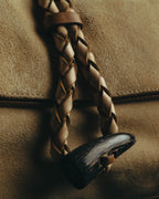“Burberry” 00’s Braided leather handle suede shoulder bag