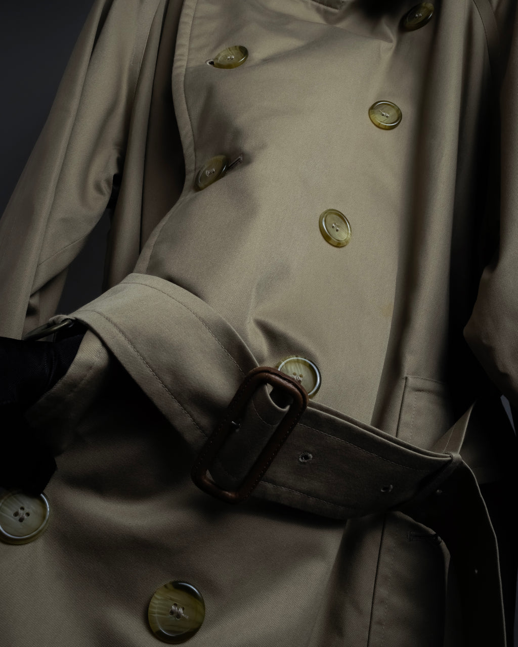"BURBERRYS" Traditional detail double-breasted stand color trench coat