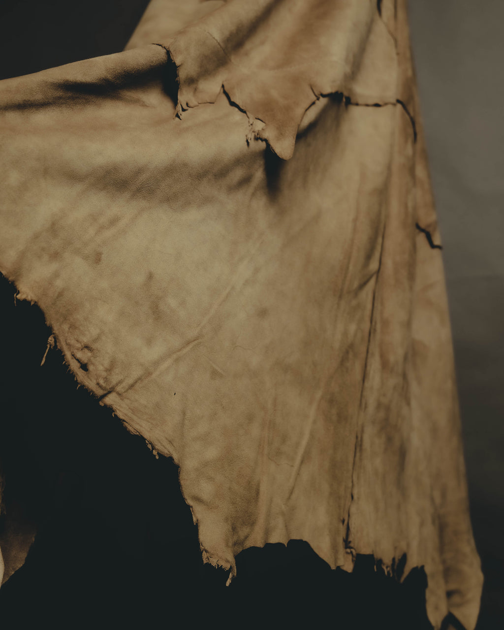 “DOLCE&GABBANA” 1999-2003 Distressed suede patchwork maxi skirt