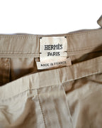 HERMES/ Waist Belt Designed Cotton Shorts