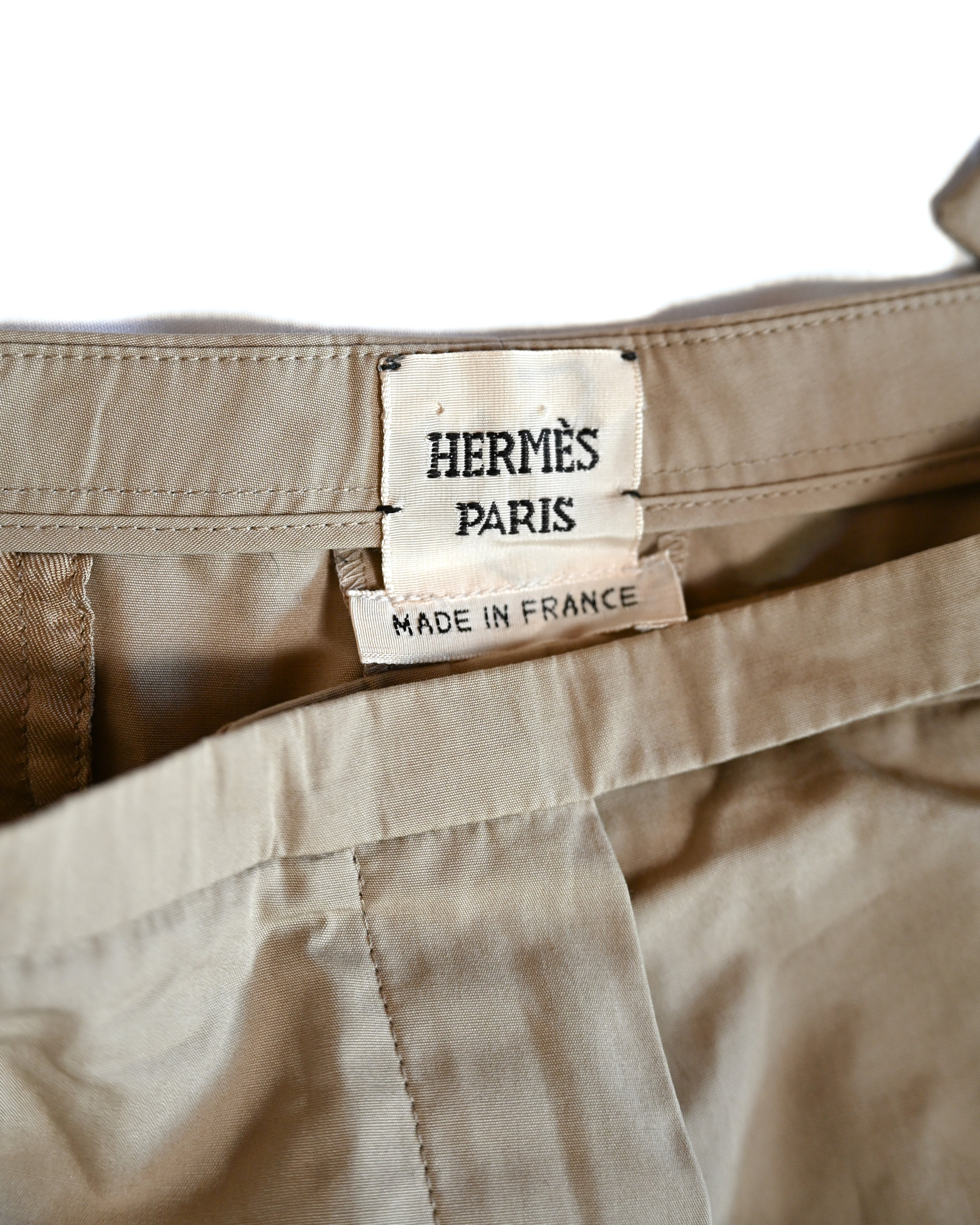 HERMES/ Waist Belt Designed Cotton Shorts