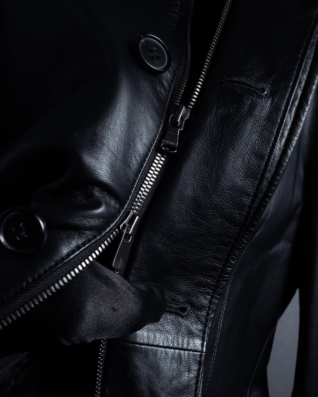 "DURBAN" Double zipper sheepskin leather coat