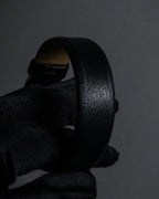 "PRADA" Logo engraved metal plate design leather bracelet