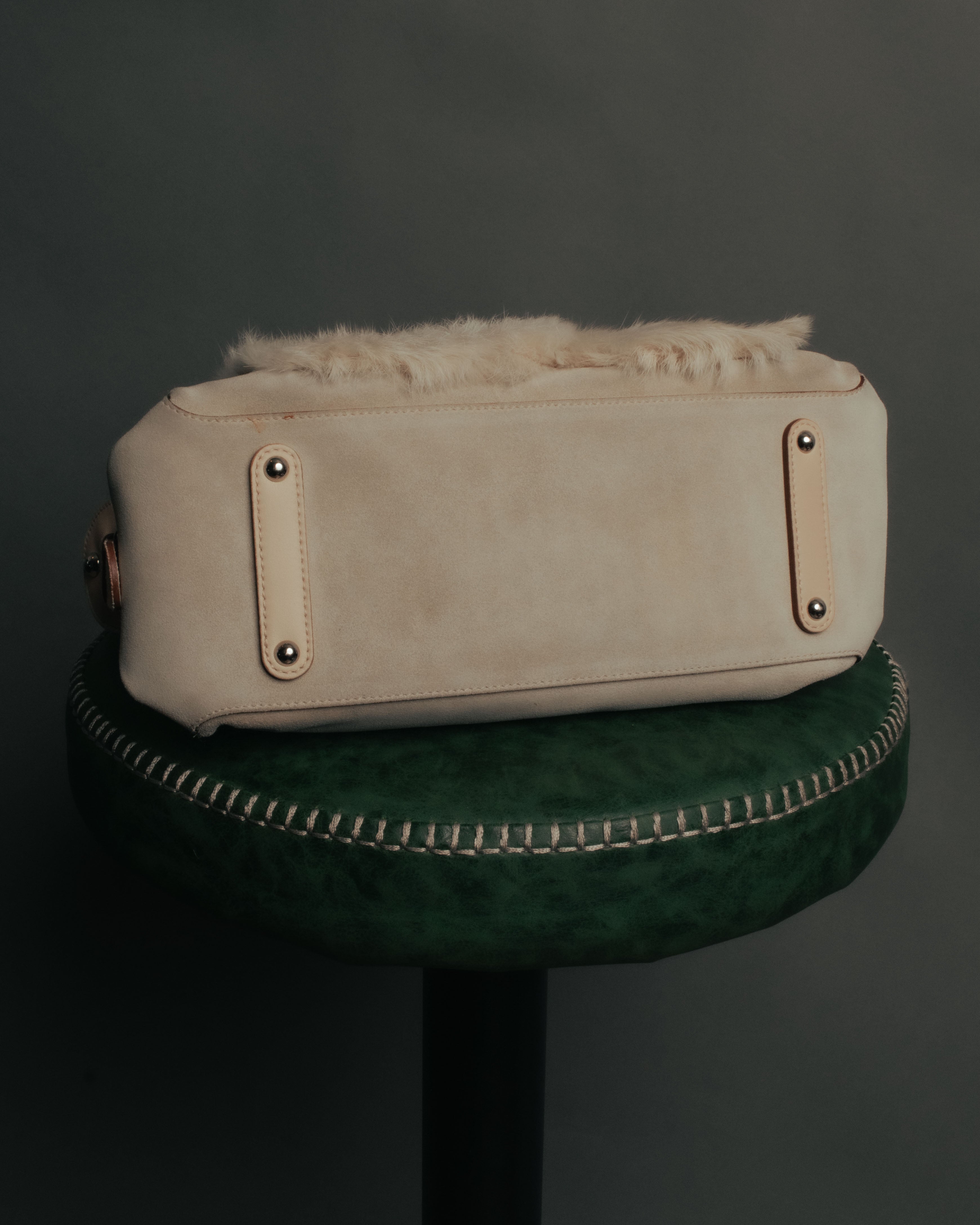 “Salvatore Ferragamo” 00’s Fur panel suede shoulder bag