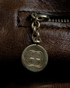 "BALENCIAGA" Gold turn lock design leather combination bag