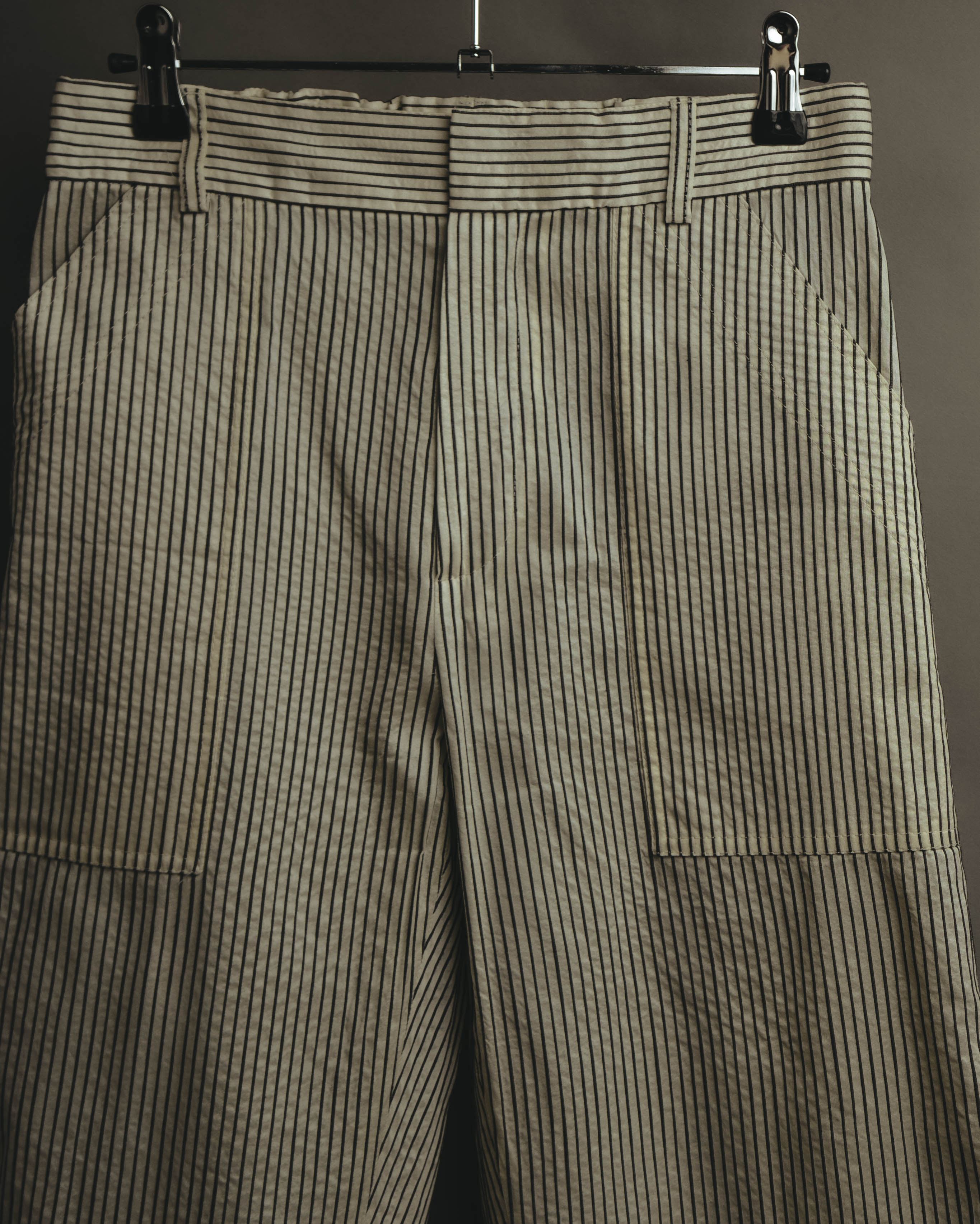 -SPECIAL- “Christian Dior” 20’s silk cotton striped straight trousers