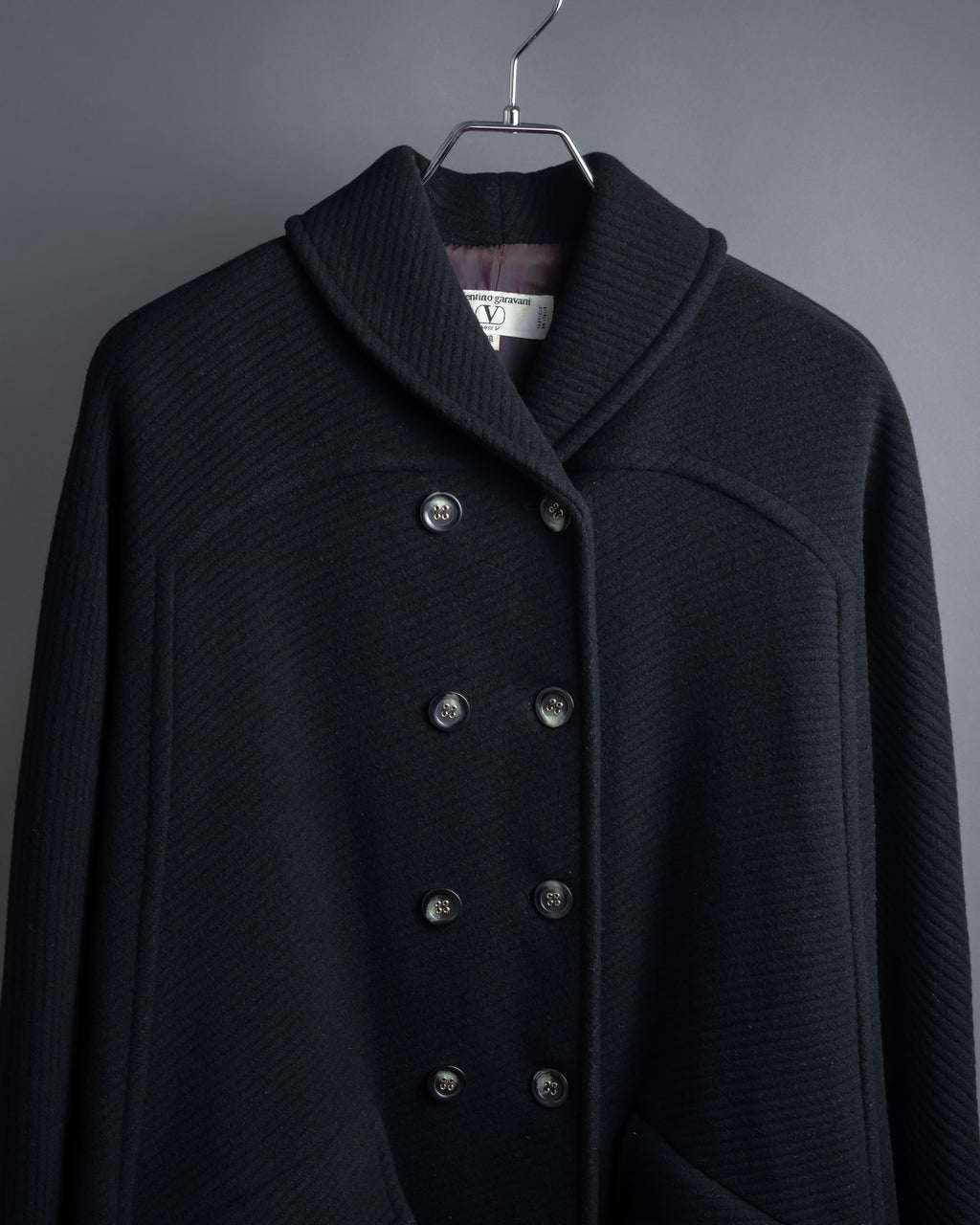 "Valentino Garavani"Shawl collar A-line silhouette long coat