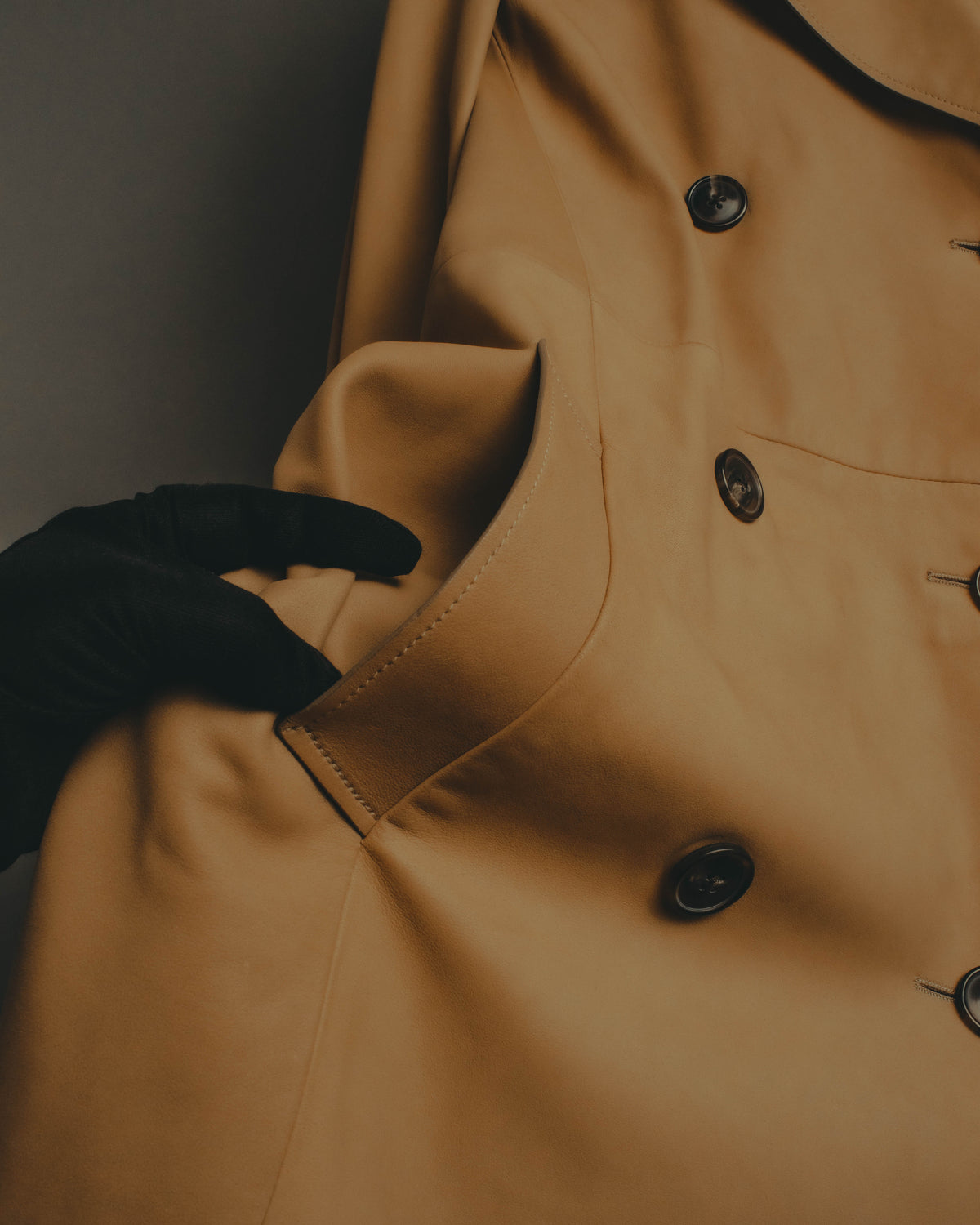 –SPECIAL– “Maison Martin Margiela” 2012AW Leather trench coat with Line 4 printed lining