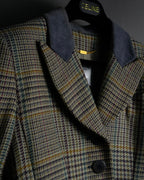 "CELINE" 90’s–00’s checked velvet collar coat