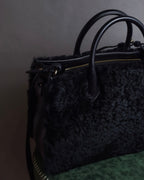 "BALENCIAGA" Padlock design shearling leather bag