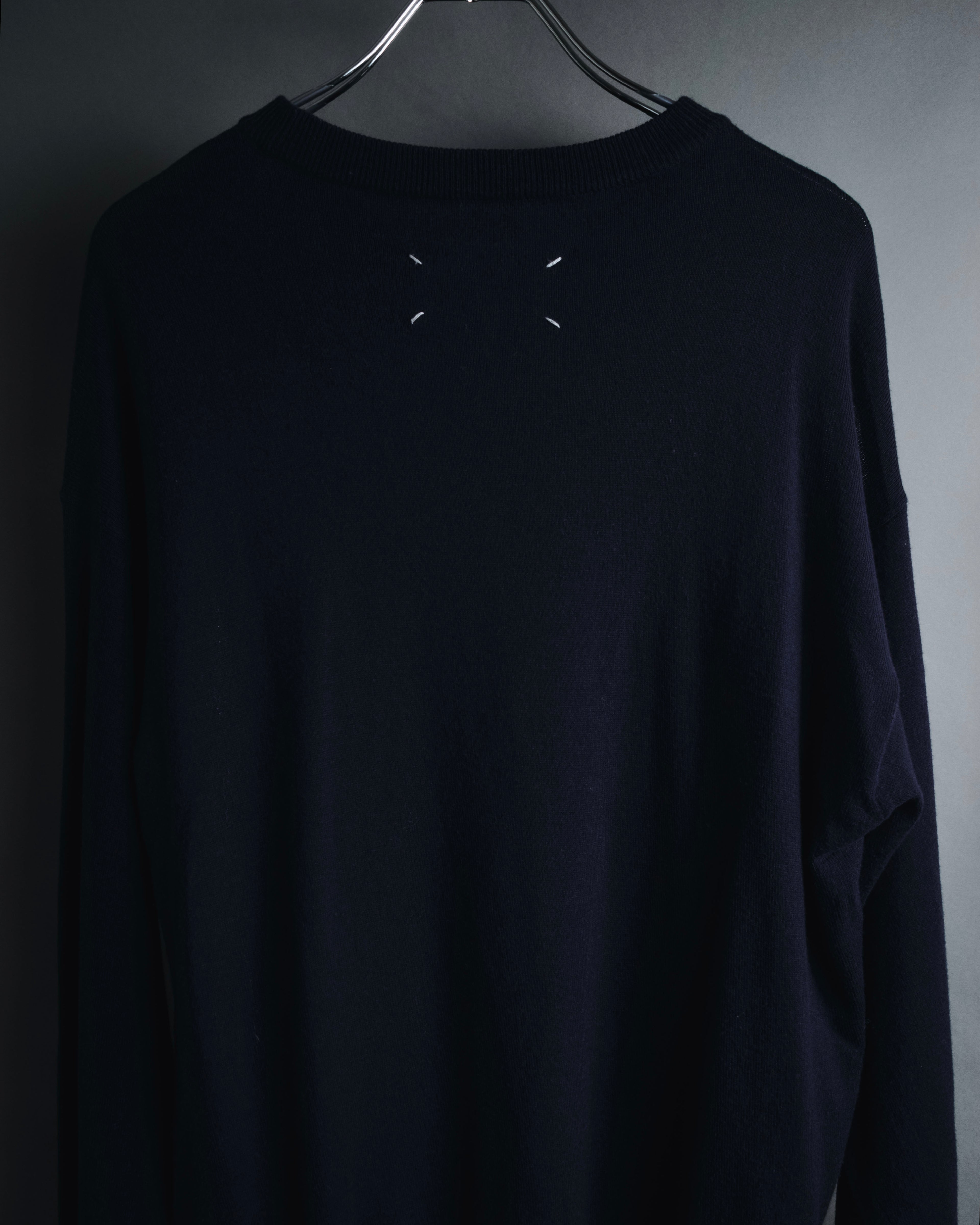 "Maison Margiela" Deconstructed arm-slit crewneck knit pullover