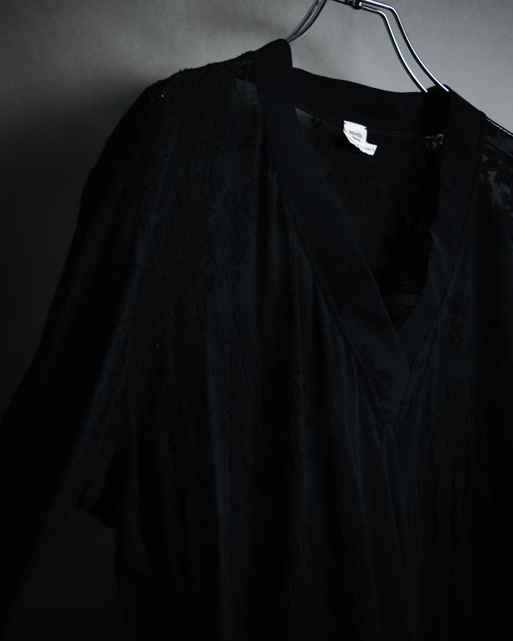 –SPECIAL– "HERMES" 00’s Sheer botanical lace cotton pullover