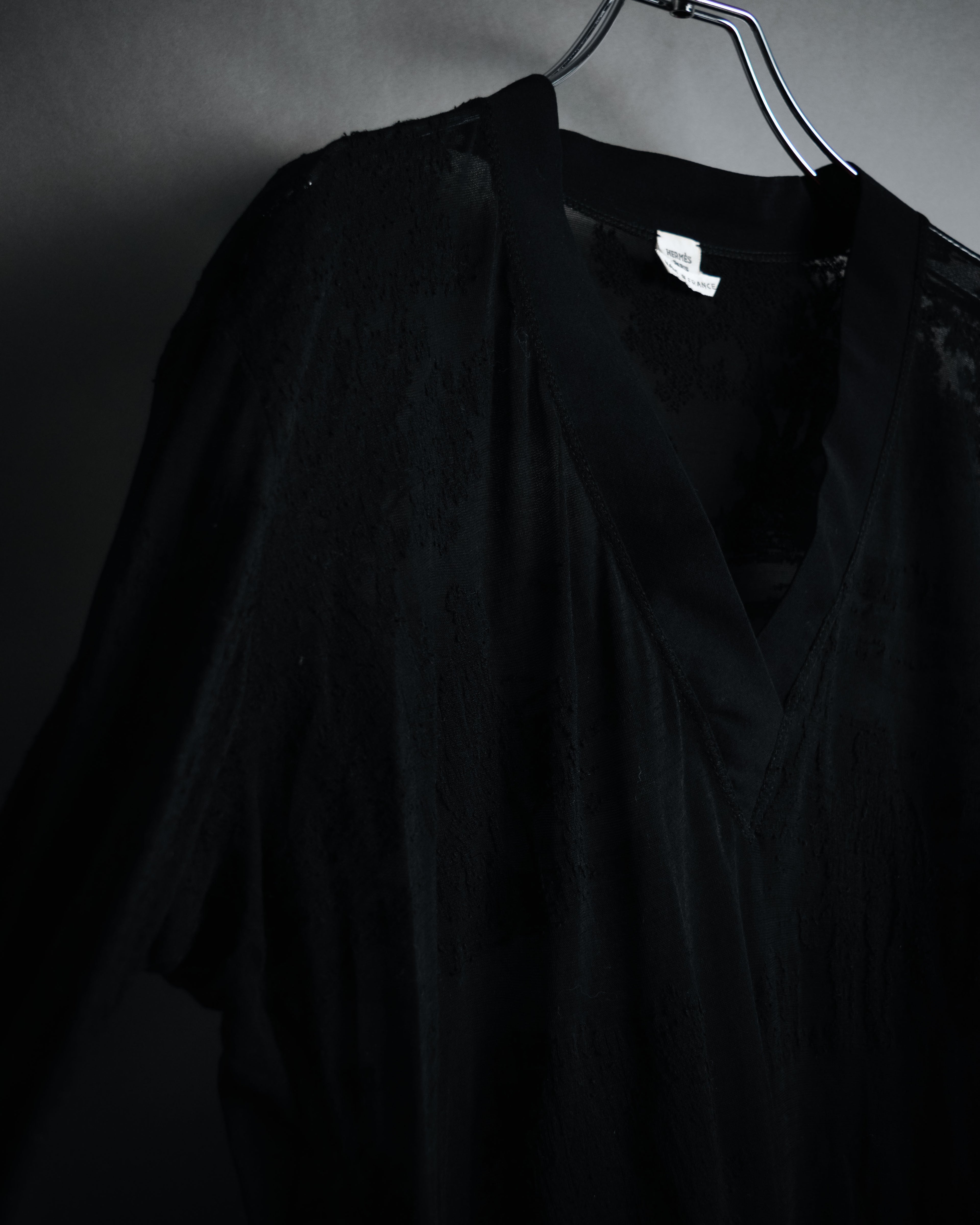 –SPECIAL– "HERMES" 00’s Sheer botanical lace cotton pullover