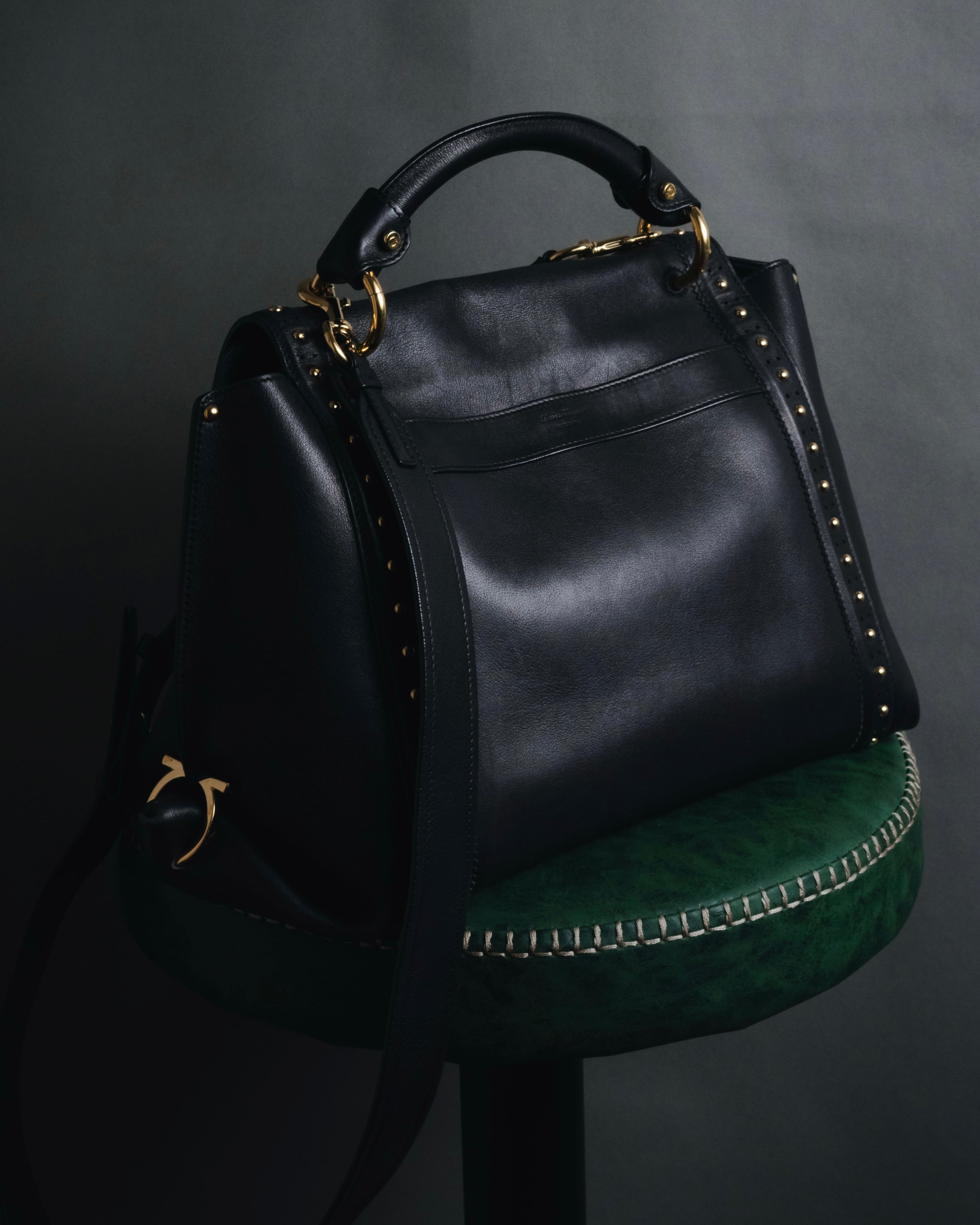 Salvatore Ferragamo Studded Gancini Top Handle Bag