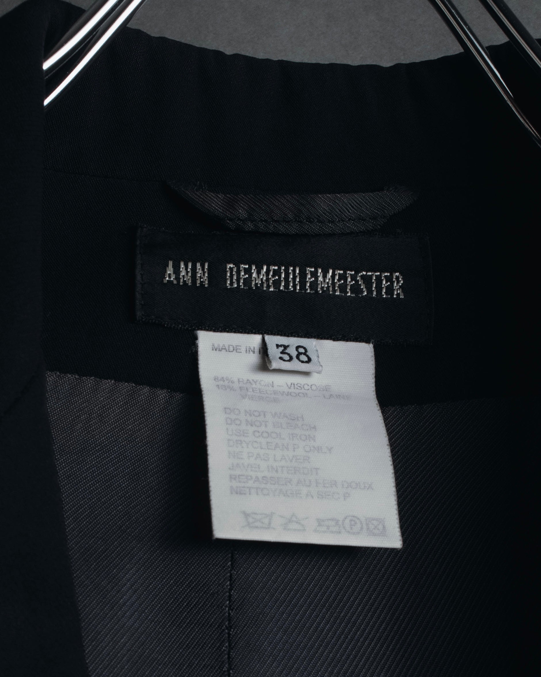 "ANN DEMEULEMEESTER" 90年代-00年代 流体人造丝原羊毛定制夹克