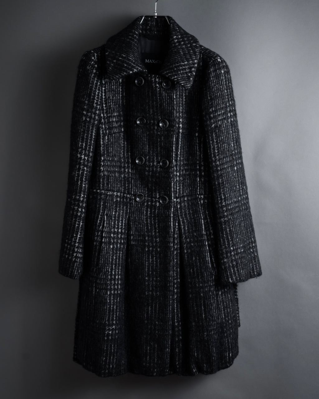“MAX&Co.” Double-breasted houndstooth tweed coat