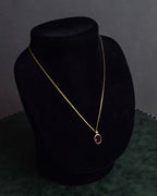 "Christian Dior" Teardrop garnet set gold necklace