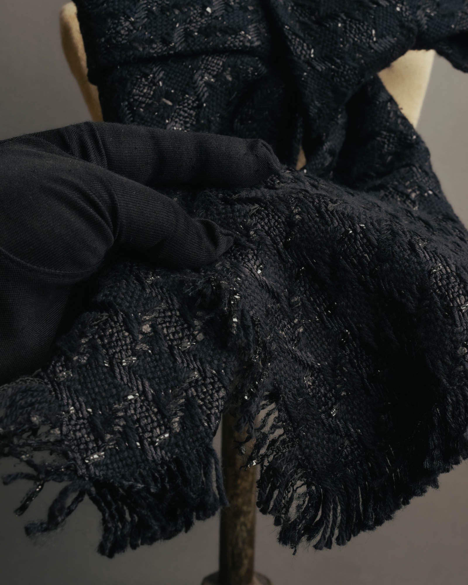 -SPECIAL- “CHANEL” 05Spring black tweed fringe necktie