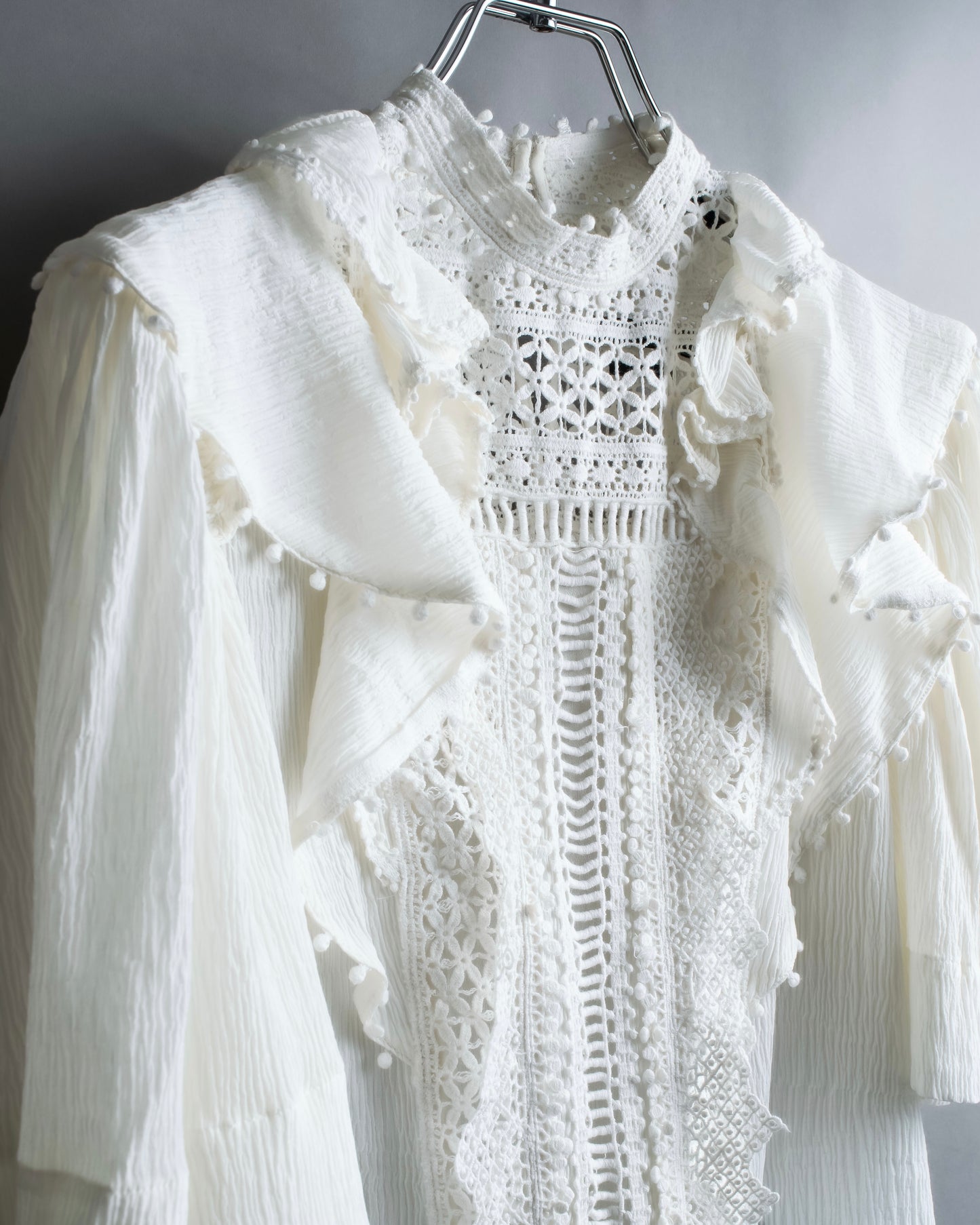 "ISABEL MARANT" Lace knit frill docking sheer blouse