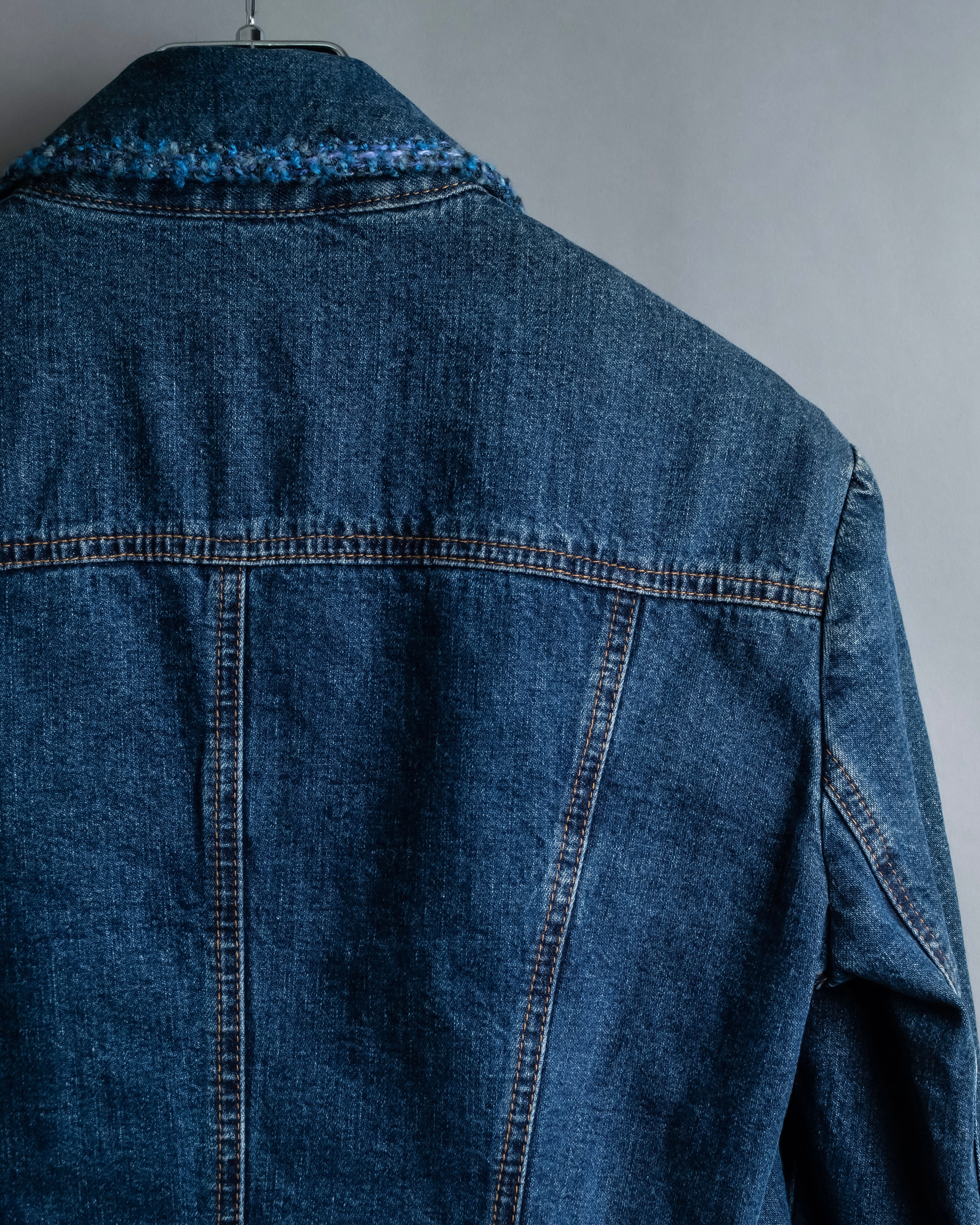 “D&amp;G” Tweed attached bijou button denim jacket