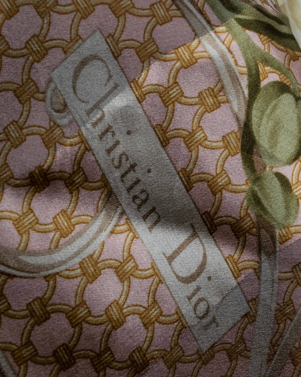 "Christian Dior" Geometric＆arabesque motif silk scarf