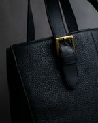"BURBERRYS" Gold buckle design grained leather hand bag