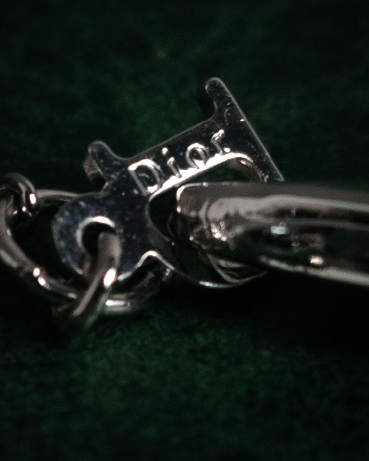 "Christian Dior" 00’s pavé letter charm multi chain bracelet