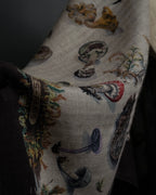 "HERMES" 80's Carré 90 Les Champignons II silk scarf