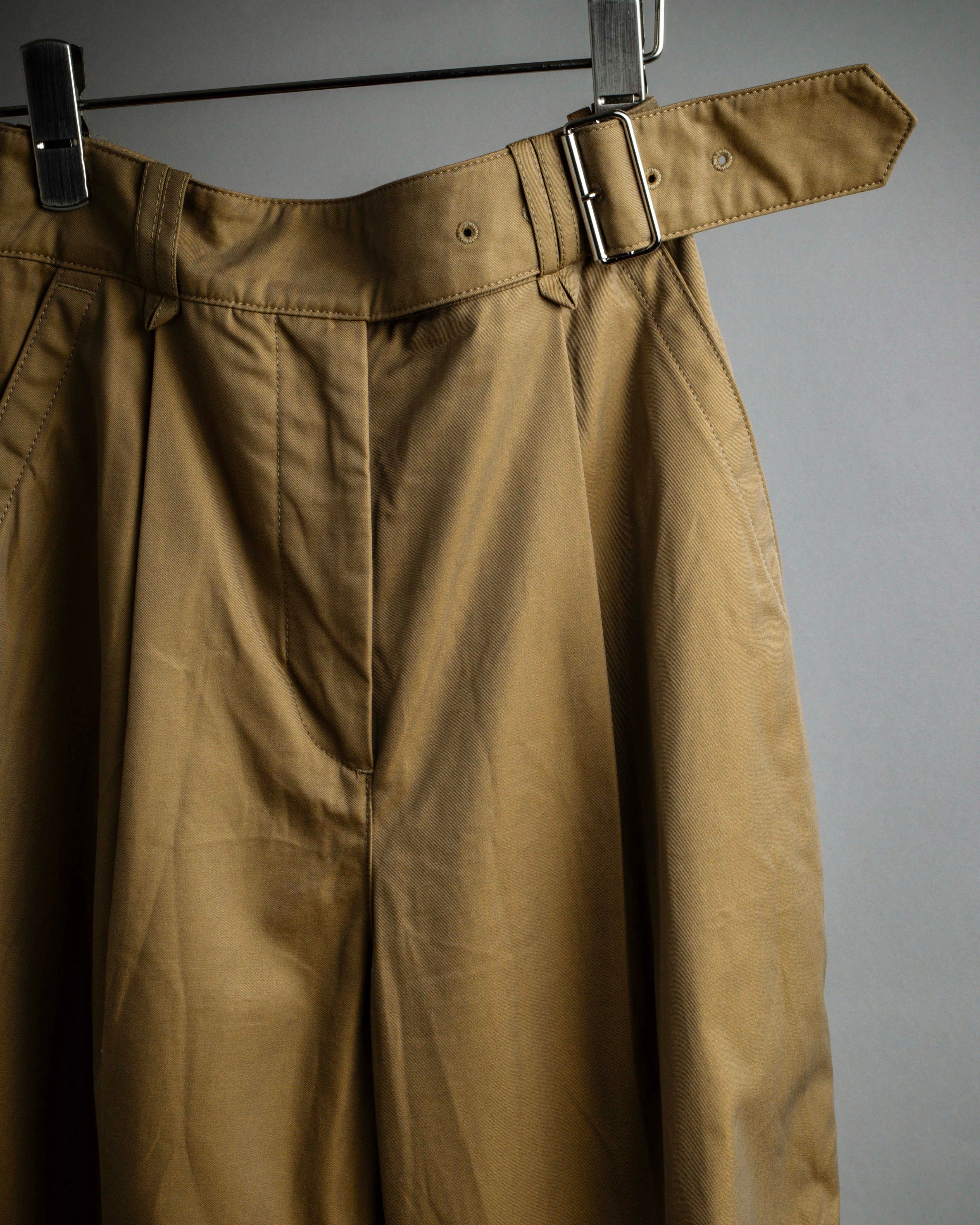 "Acne Studios" Belted design cotton twill high-waisted pants