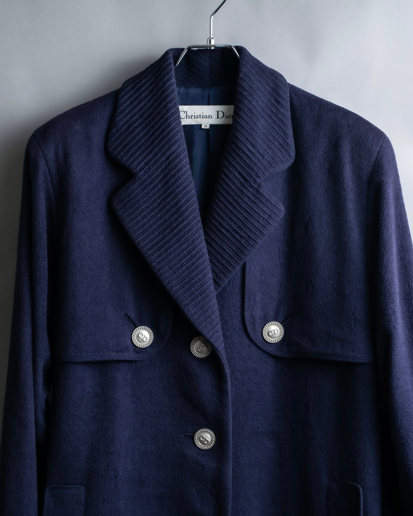 "DIOR" Double gun flap belted chester field coat