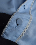"GUCCI" Lace border design saxe blue shirt