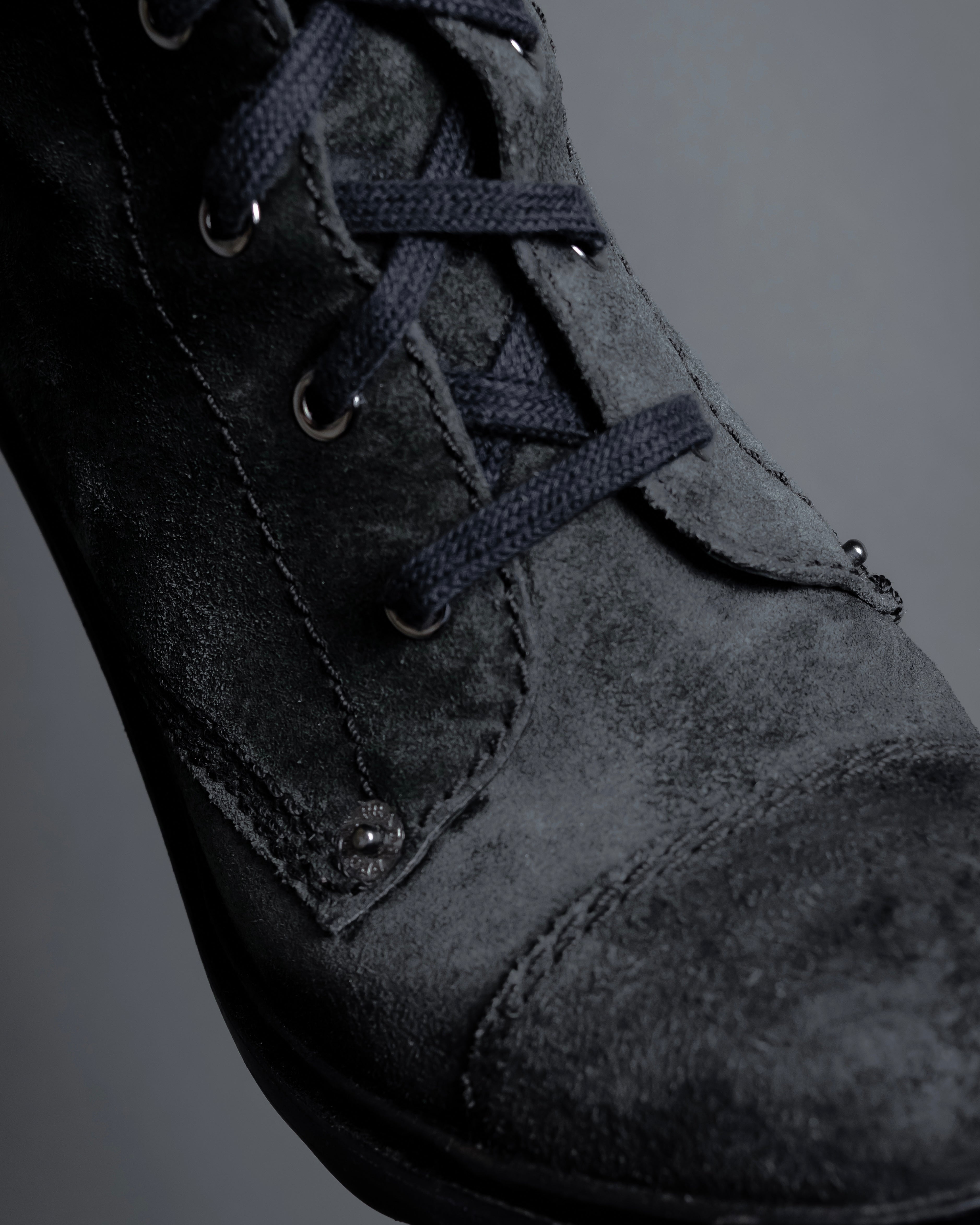 "PRADA" Military detail brushed leather lace-up long boots