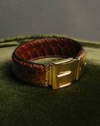 "GUCCI" 90's-00's Embossed leather buckle bangle