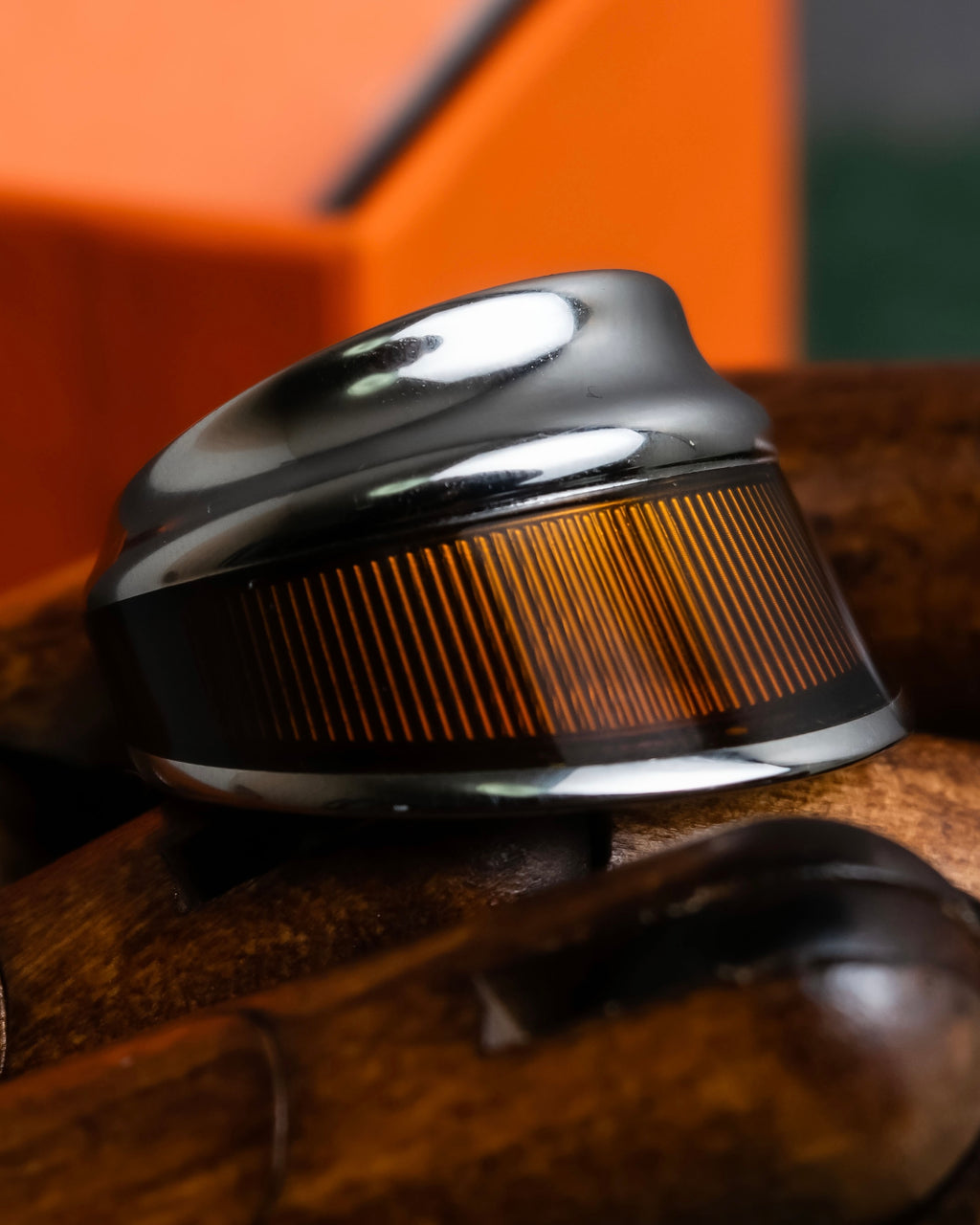 "HERMES" Maron Equus series silver ring