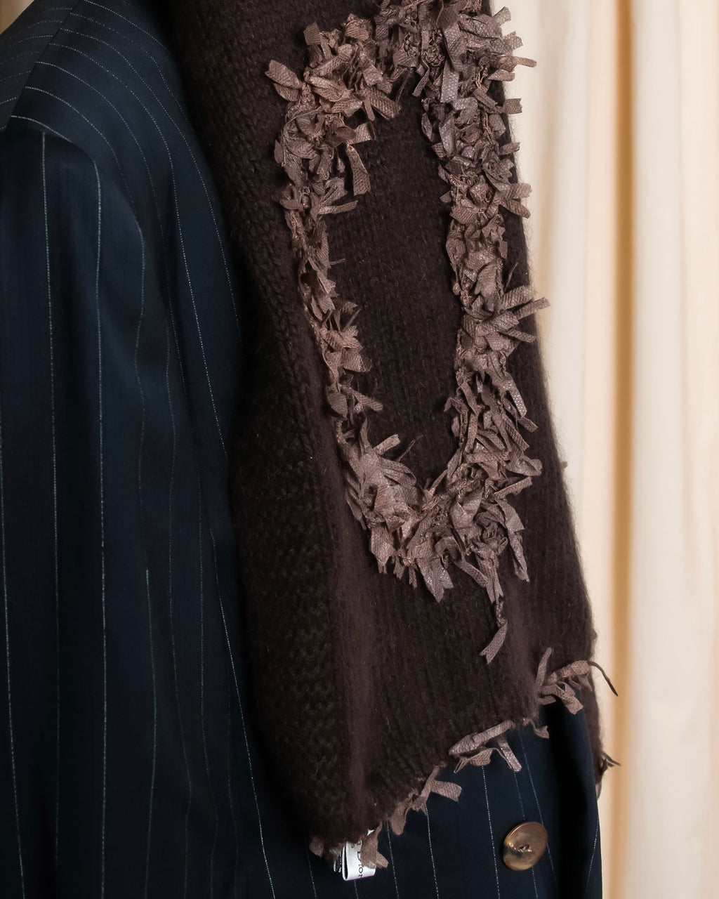 "Christian Dior  Patchwork logo detail fringe long muffler