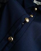 "BALENCIAGA" Gold button design navy color dress