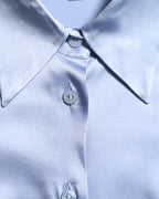 GIORGIO ARMANI/ Beautiful Stretch Satin Dress Shirt Shiny Blue