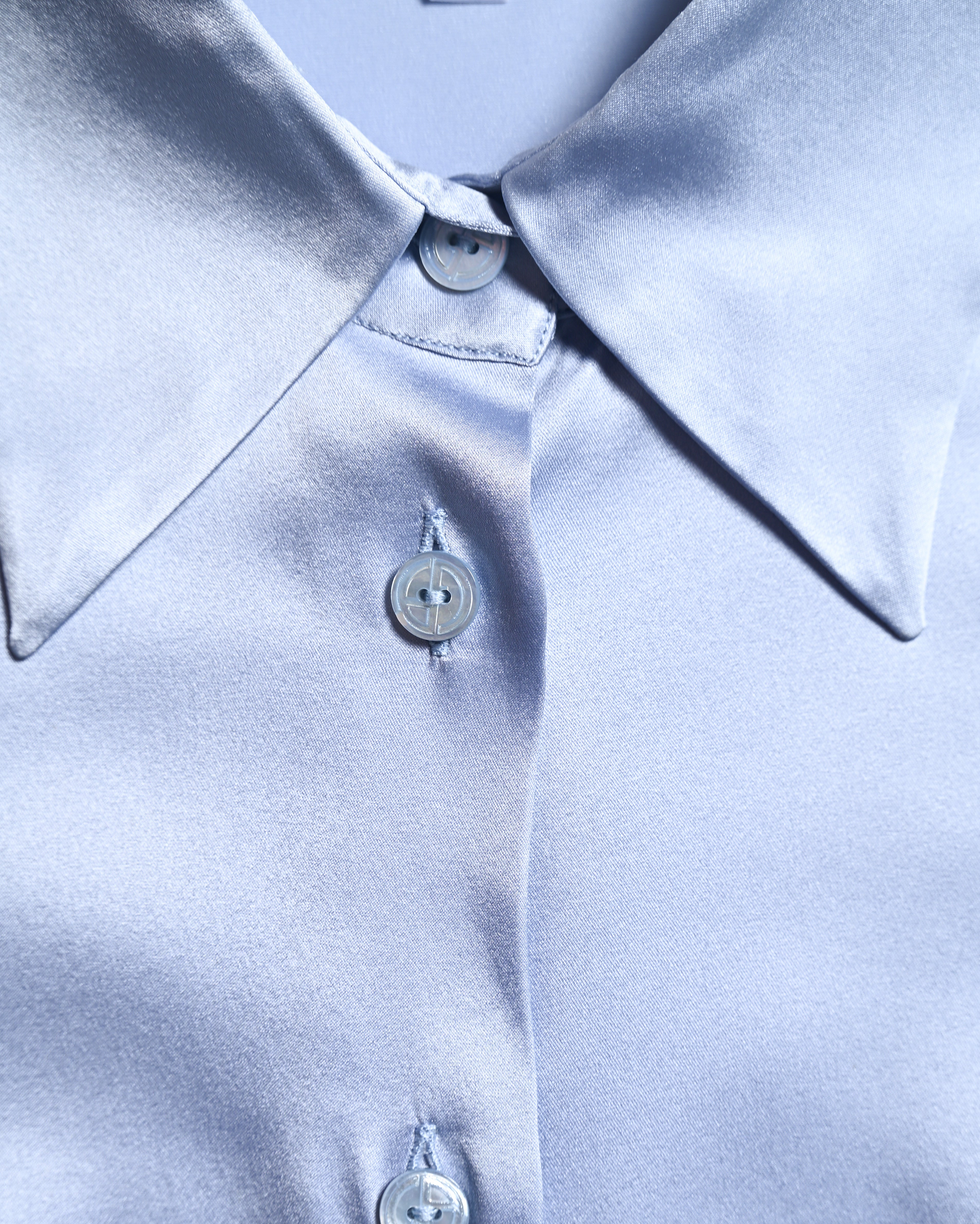 GIORGIO ARMANI/ Beautiful Stretch Satin Dress Shirt Shiny Blue